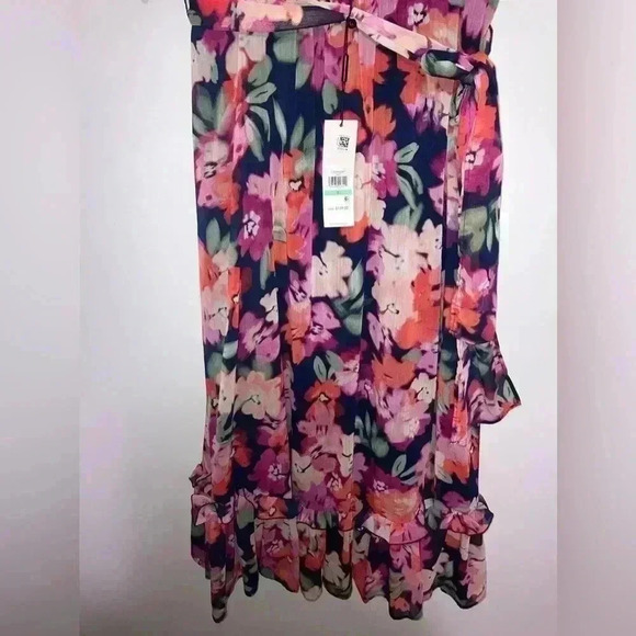 Calvin Klein Floral-Print Belted MIDI Dress - Picture 3 of 9